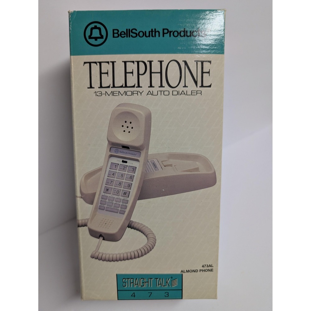 Vintage Bell South Straight Talk 473 Telephone Almond 13-Memory Auto Dial Boxed